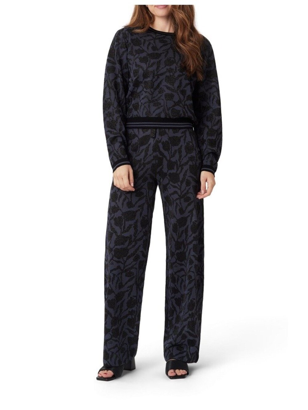 Scotch & Soda Matching Set - Floral Jacquard Sweater (S) & Pant (M) Sparkly Set